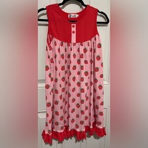 Lily & Londyn’s Girls Pink & Red Strawberries Ruffle Dress Size 14y Summer